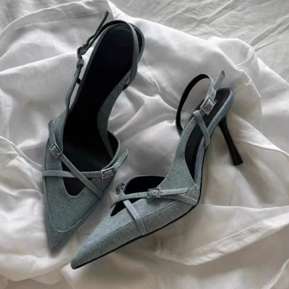 2024 Woman Pumps Shoes HIGH HEELS Summer Party Shoes Stiletto Heels Sexy Single Shoes Flight Woven Mesh Breathable Women's Shoes