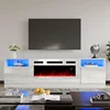 TV Stand with Fireplace, LED Light Entertainment Center with 36" Electric Fireplace, 70" Modern Wood Entertainment Stand 1