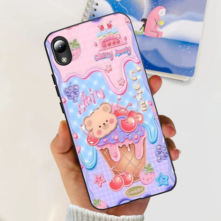 Lovely Printing Black Silicon Soft Back Cover Phone Case