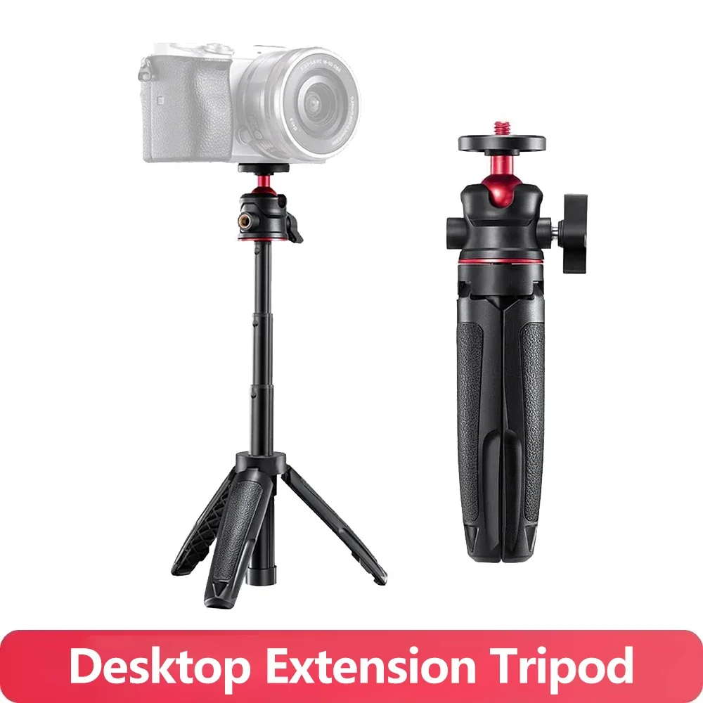 Extendable Desktop Tripod Handle Grip Stand With Flexible Ballhead 1/4 Inch Screw Extend Mount for Phone Selfie Action Camera Foldable Tripod Smartphone Tripod Phone Tripod Tripod Selfie Stick Camera Tripod Cell Phone Tripod
