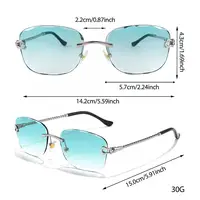 HBK Vintage lunettes de soleil sans cadre hommes luxe vague coupe métal lunettes de soleil pour femmes voyage Shopping nuances lunettes UV400 5