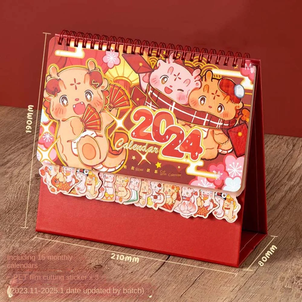 Chiński nowy rok kalendarz biurkowy rok smoka kalendarz miesięczny stały kalendarz agendy organizator do dekoracji roku