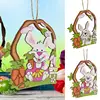 Wooden Easter Eggs Happy Easter Party Decorations for Home Colorful Bunny Bird Egg Hanging Ornament DIY Craft Kids Gifts Toy - Image 3