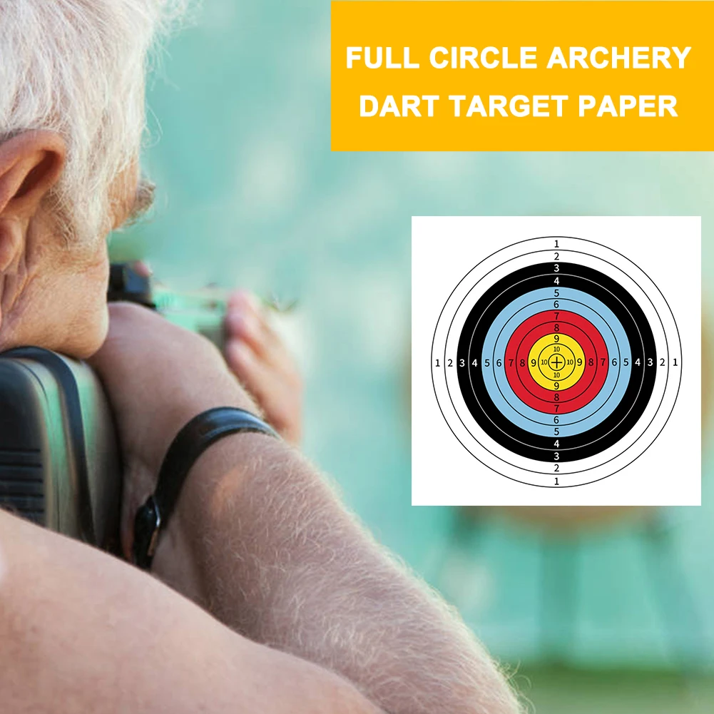 Paper Shooting Range Targets Bullseye Archery Practice Training Bow Arrow Darts Papers Hunting Shoot Accessories 10/50Pc