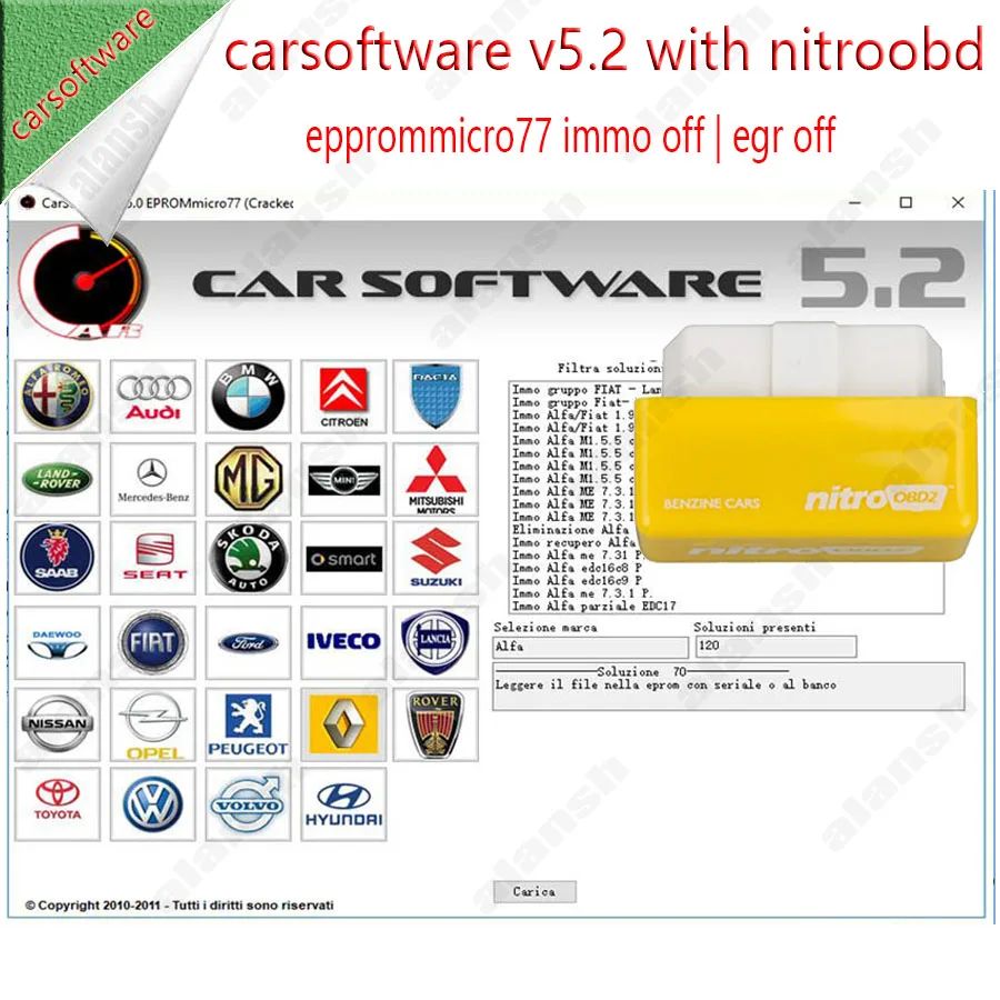 Автомобильное программное обеспечение CarSoftware 5,2 EPROMmicro77 5,2 (инструмент Immo Off Start Fix) + Nitro