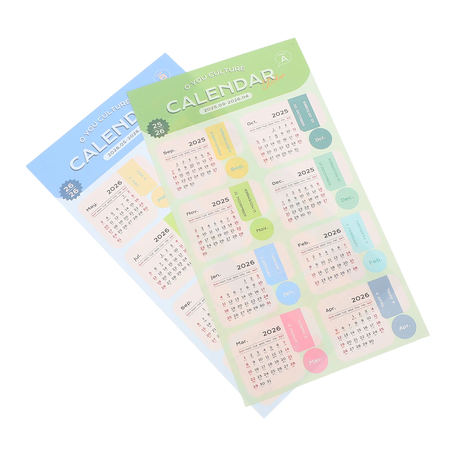 2 Sheet 2026 Schedule Calendar Stickers Monthly Planner Adhesive Index Divider Tabs Month Page Weekly Labels For Daily Notebook