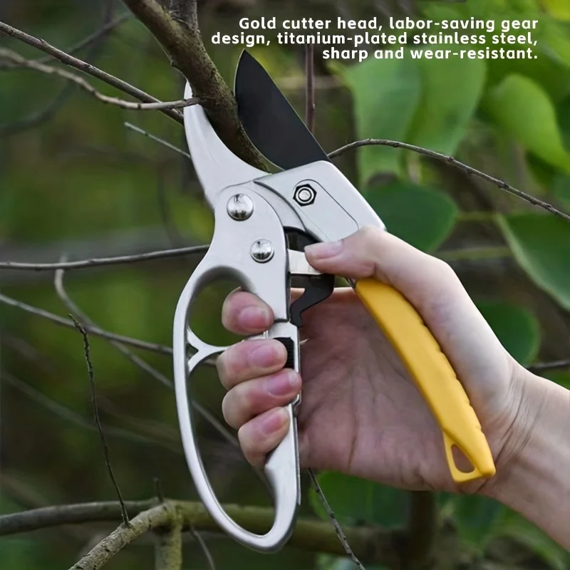 Ergonomic Pruning Shears Titanium-Plated SK5 Alloy Steel