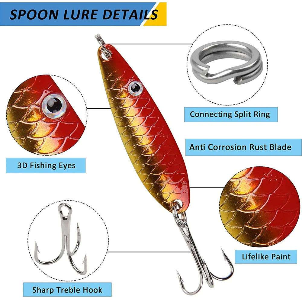 60Pcs/Box Trout Fishing Lures Kit Spinnerbait Swimbait Crankbaits Minnow  Lures Fishing Metal Spoons Baits for Bass Walleye Trout