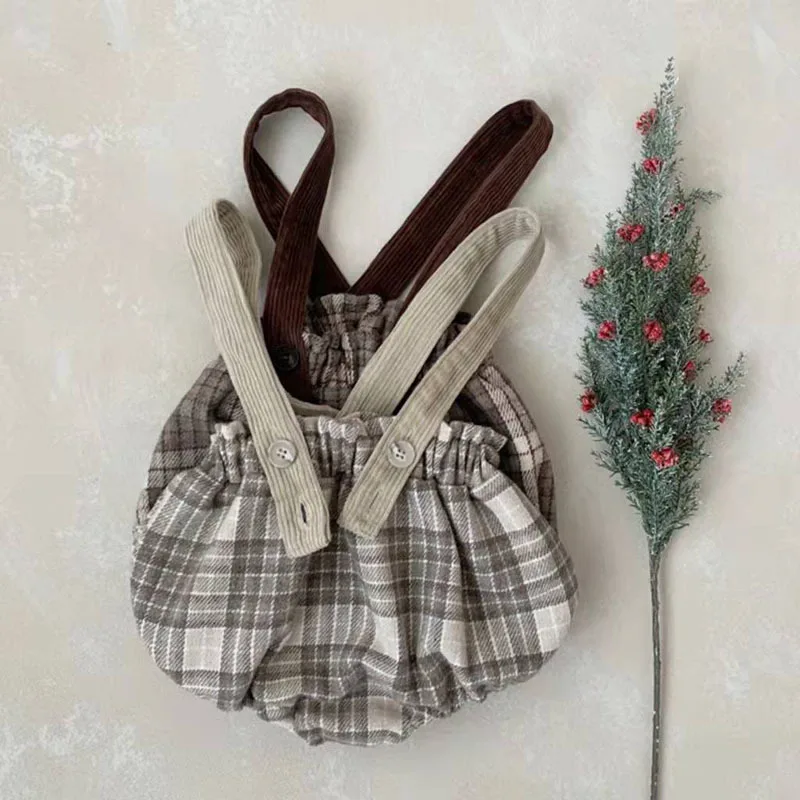 

Детский комбинезон на бретелях в британском стиле, винтажный Модный Детский комбинезон для мальчиков и девочек, детские рубашки с лацканами