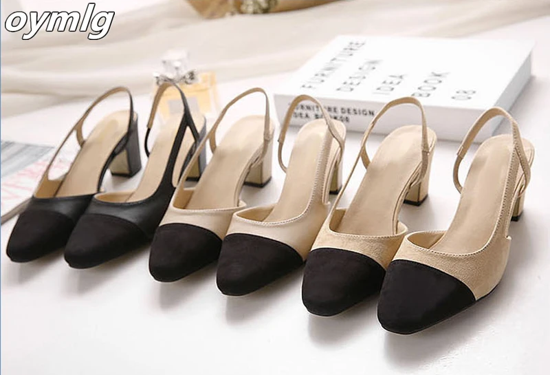 Spring Europe Fashion High Heels Sandals Ladies Party Dress Shoes Pointed Toe Slingback Shoes Women Mixed Colors Sandals
