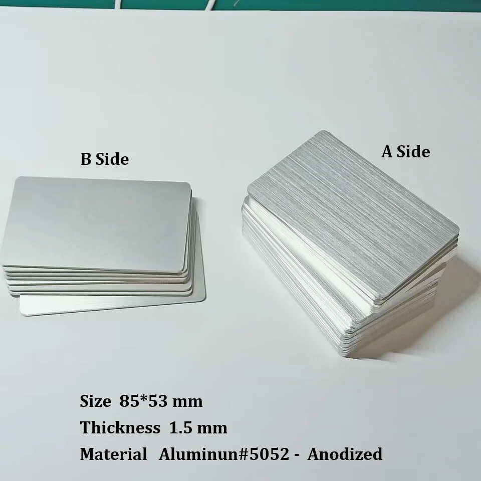 Thickness 1.5mm Anodized Matte Finish Silver Aluminum Metal Business Card For Laser Engraver Engraving