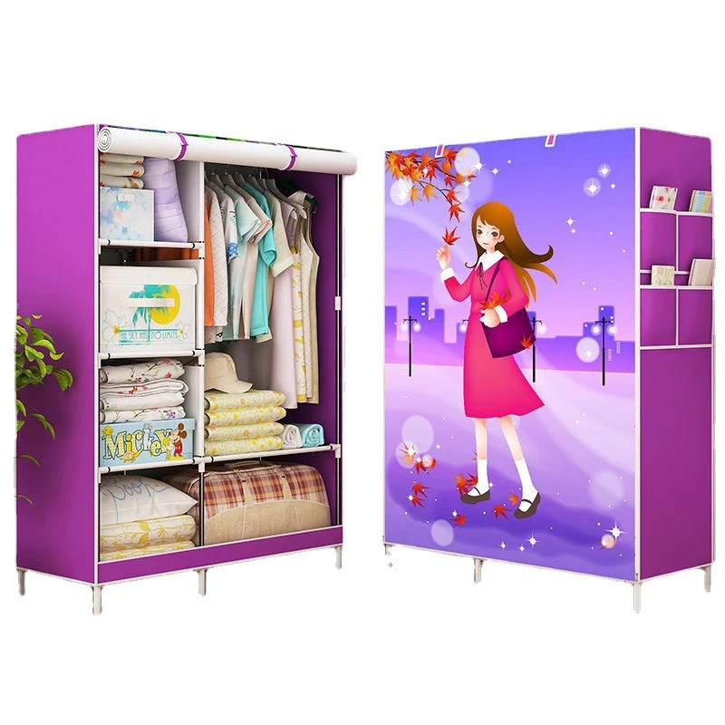 Garde-robe pliable en tissu Non tissé pour étudiants, dortoir, Simple, grande combinaison, beaux meubles