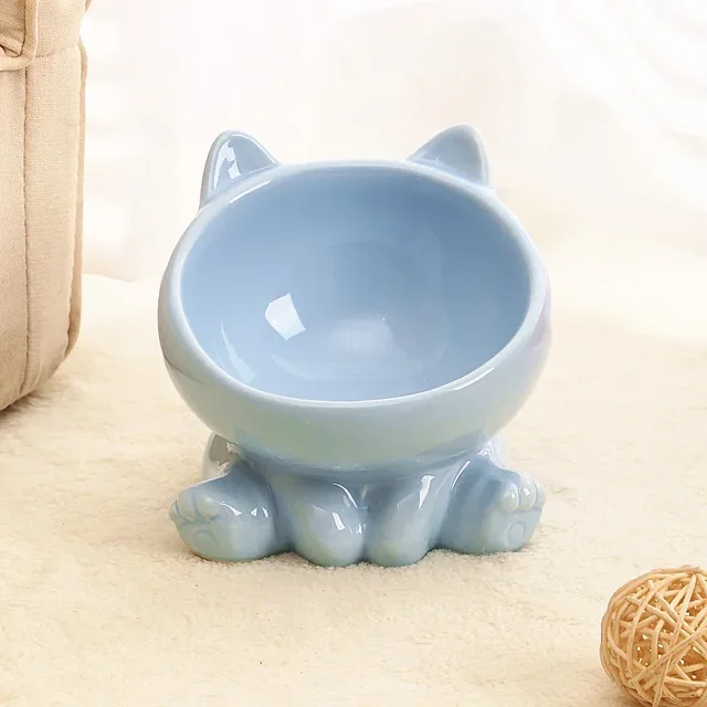 Cat Bowl Pet Accessories Ceramic Diagonal High Feet Cute Protection Cervical Spine Dog Bowl Drink Water Bowl Pet Supplies 6