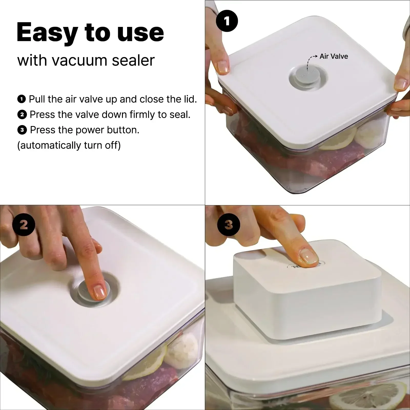 Premium Airtight Food Storage Containers Mega 8P/Set. 7pcs Container and Vacuum Sealer. Smart One-Click Seal Lid, Patented Doubl