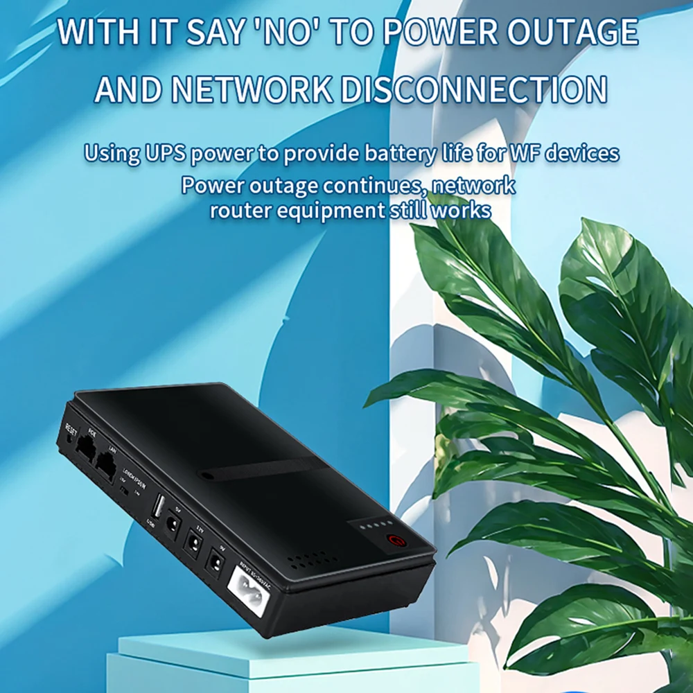 DC1018P 10400mAh Mini Portable UPS 5V 12V for WiFi Router Large Capacity Backup Power Adapters Power Supply Accessories Uninterruptible Power Supply Portable Ups Mini Ups