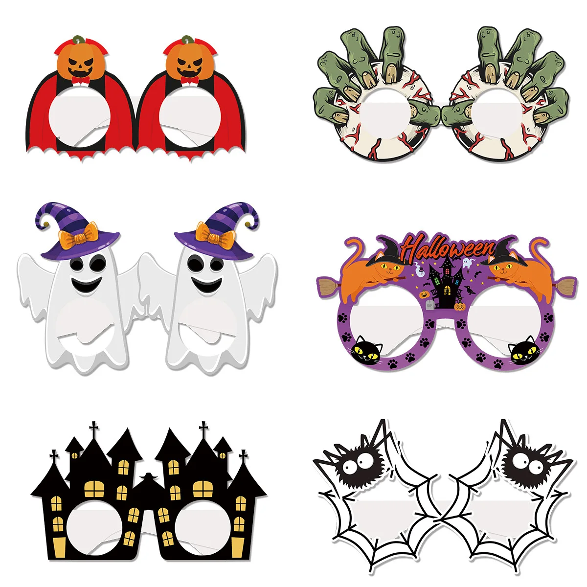 

6pcs Halloween Spider Witch Pumpkin Paper Glasses Trick Or Treat Photo Props Happy Halloween Party Decor Ghost Festival Supplies