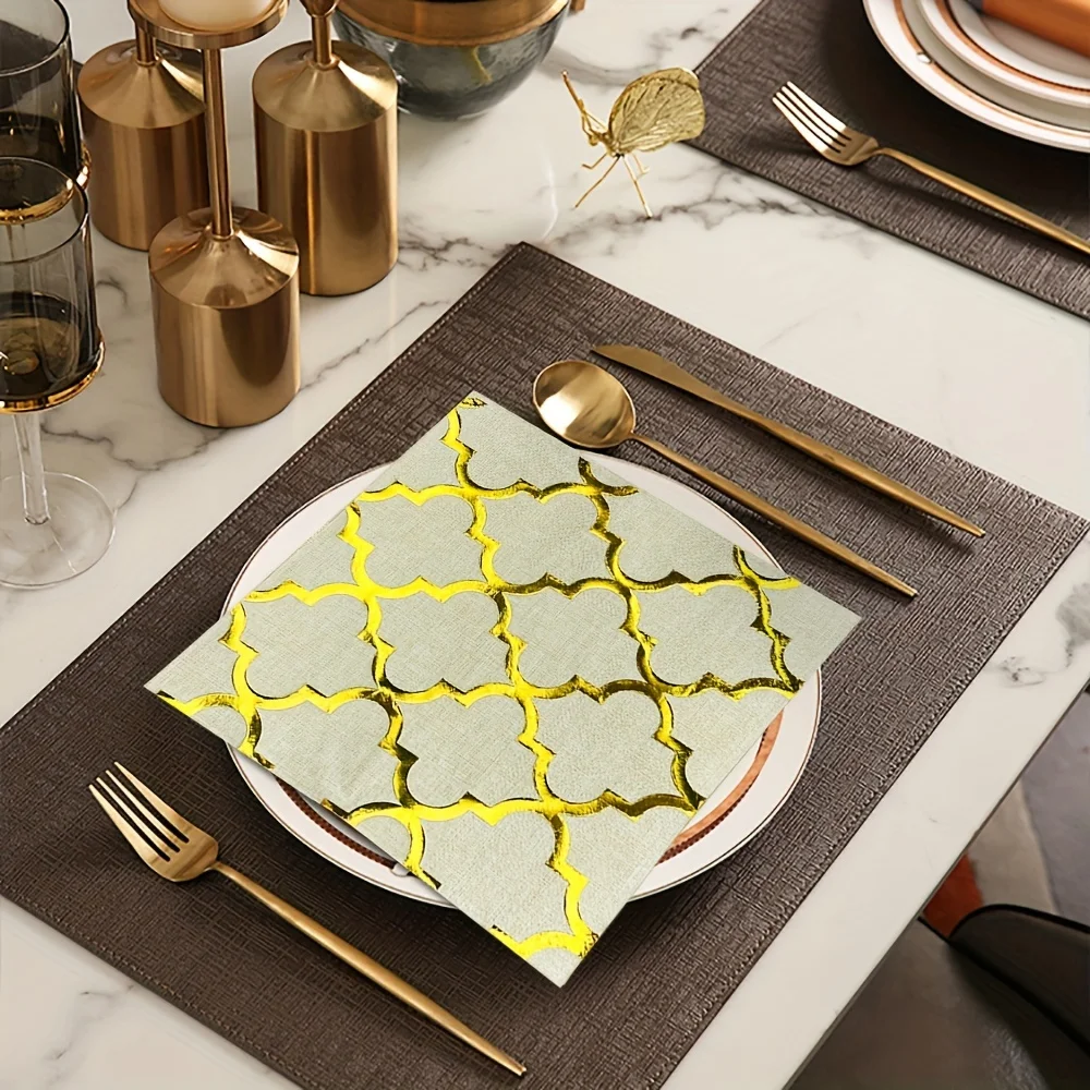 Litght Luxury Hot Stamping Process Napkins No Fragrance Paper Napkin Party Table Setting Paper Cafe Mouth Cloth 20pcs/bag paper napkins,disposable tableware