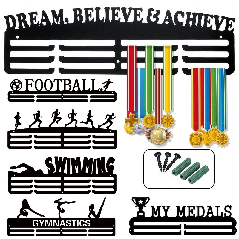 

Multi-Style Medal Hanging Holder Rack Hanger Bracket Wall Hooks Office Decor Iron Triathlon Running Sport Challenge Home