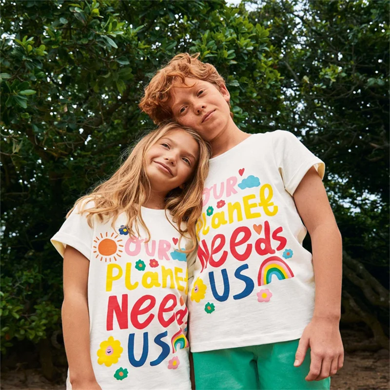 

Jumping Meters New Arrival Summer Girls T Shirts With Sun Letters Print Short Sleeve Hot Selling Kids Tees Tops Baby Costume