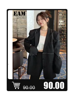 [EAM]  Women White Line Split Irregular Blazer New Lapel Long Sleeve Loose Fit  Jacket Fashion Tide Spring Autumn 2022 1Z409 dressy pant suits