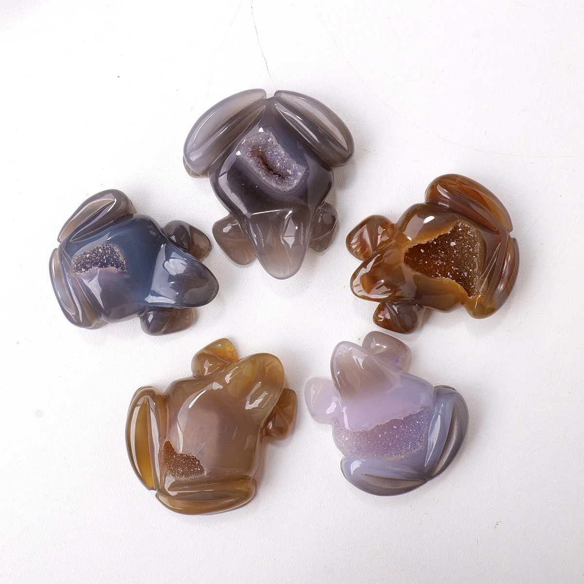 1PC Natural Crystal Agate Frog Hand Engraving Display Healing Crystals Home Decoration Gift 4