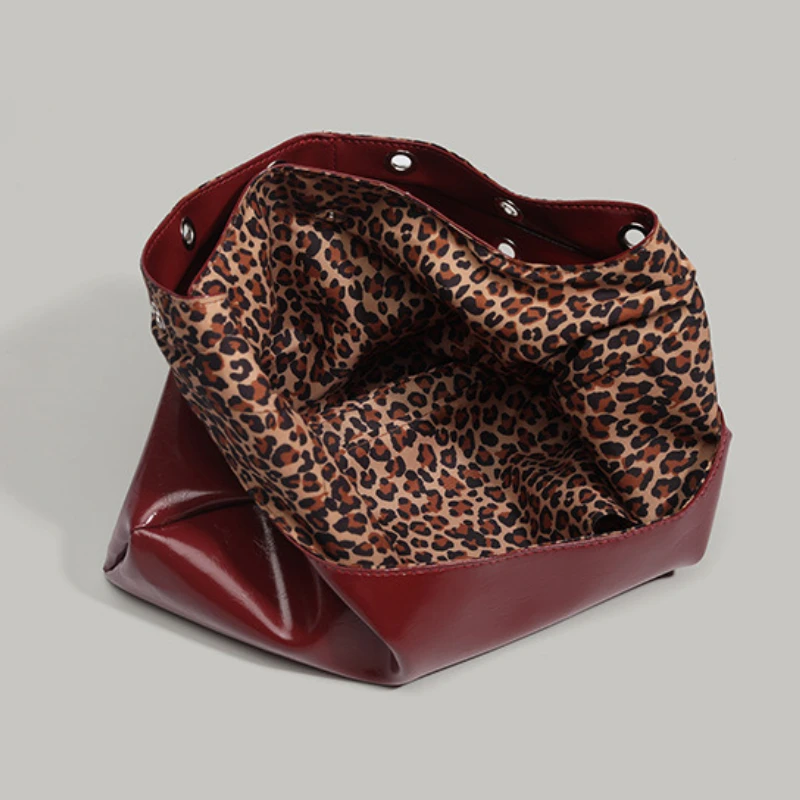 2025 Leopard Spice Girl Double-Sided Oulder Bag Cool and Sweet Commuter Tote Women's Versatile Large Bag Retro Chic Handbag 2