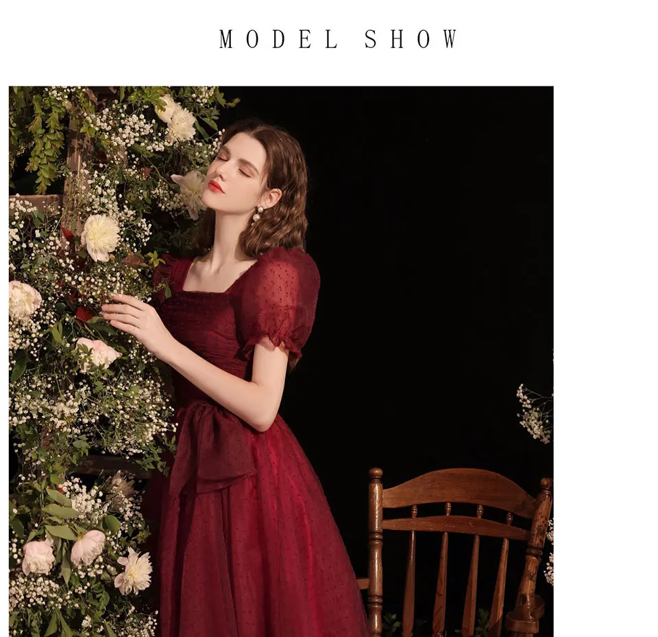 LAMYA Burgundy Tea Length Prom Dresses Cap Sleeve Evening Party Gowns Plus Size Elegant Beading Vestido De Festa short formal dresses