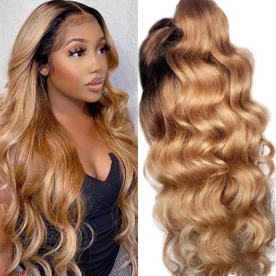 

1B/27 Ombre Human Hair Wig On Sale Clearance Body Wave HD Lace Front Wigs For Women Honey Blond Glueless 13X4 Lace Frontal Wig