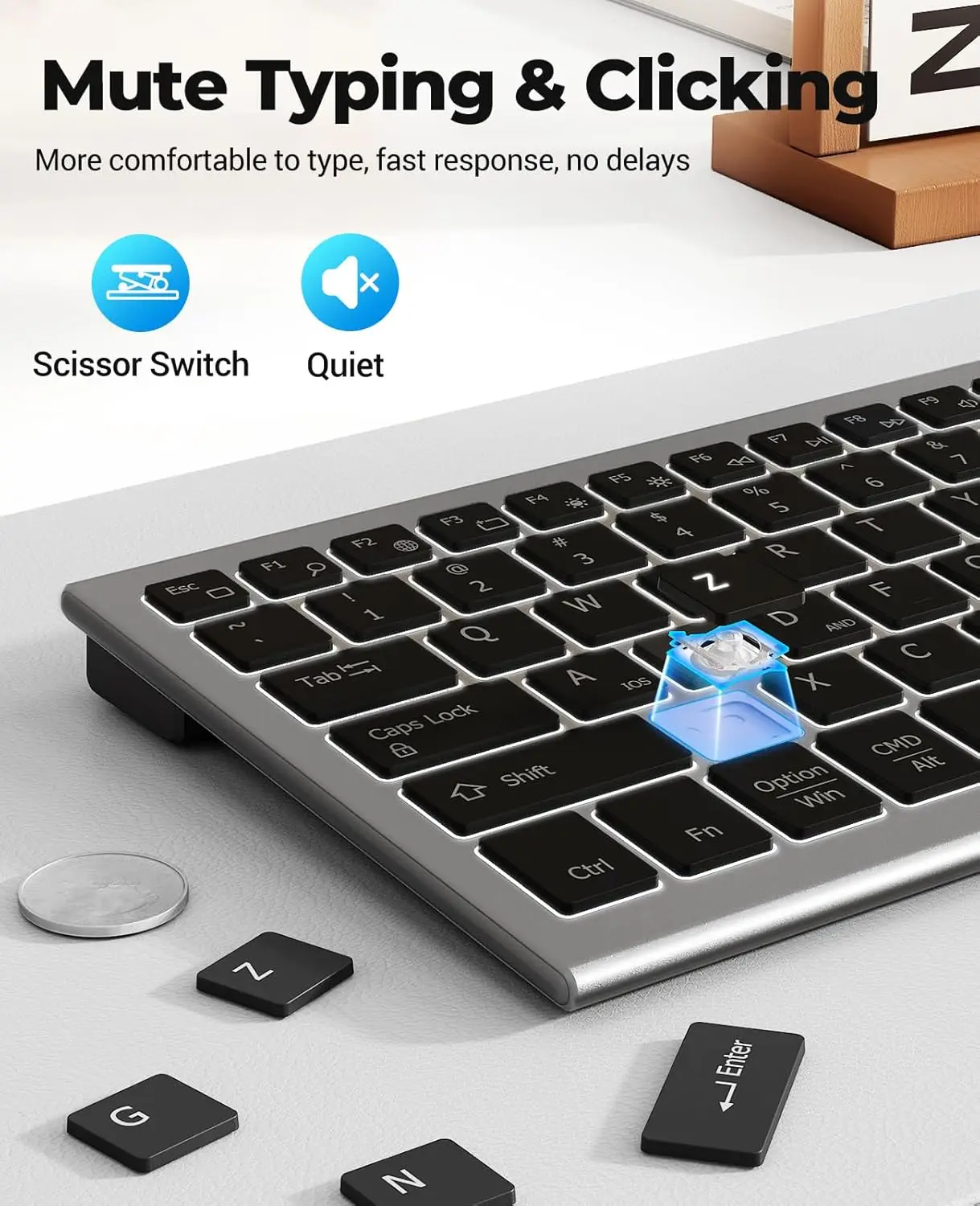 JOMAA Bluetooth-Funktastatur mit 7-farbiger Hintergrundbeleuchtung, wiederaufladbar, kompakt, kabellos, für Windows-PCs_voghion.com