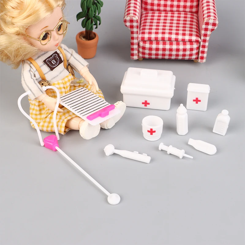 10Pcs/set Dollhouse Miniature Hospital Stethoscope Mini Syringe
