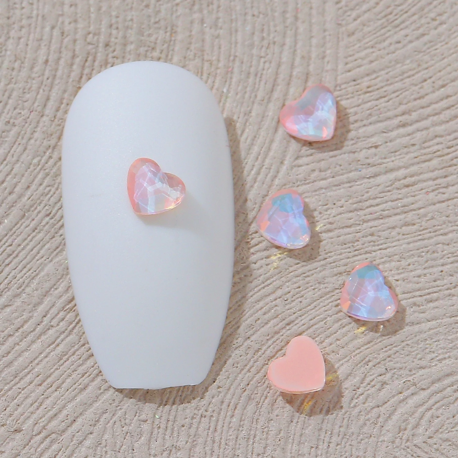 오팔 모카 자체 접착 반짝이는 유리 크리스탈 3D 네일 장식, 하트 모양, 평평한 바닥, 네일 아트, 모조 다이아몬드, 도매, 3mm