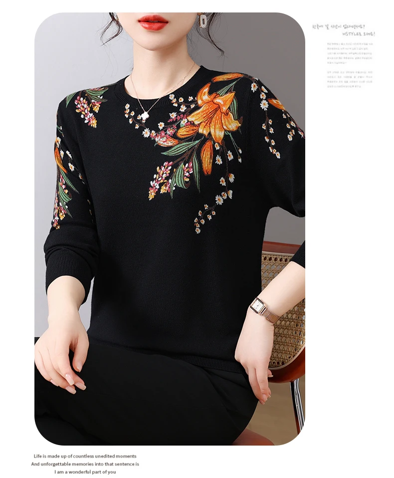 Sc00c5d0917e2416aa7a50d2be25b7766c Printing Women's Sweaters Spring Autumn Korean Fashion Pullovers Long Sleeve Top Blusas Femme Soft O Neck Knitted Slim Sweater Mallzona