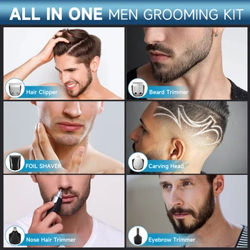 Sejoy MASTER Men's Grooming Kit 5 In 1 Multifunctional Electric Hair Clippers Rechargeable Razor Men Beard Nose Trimmer 5