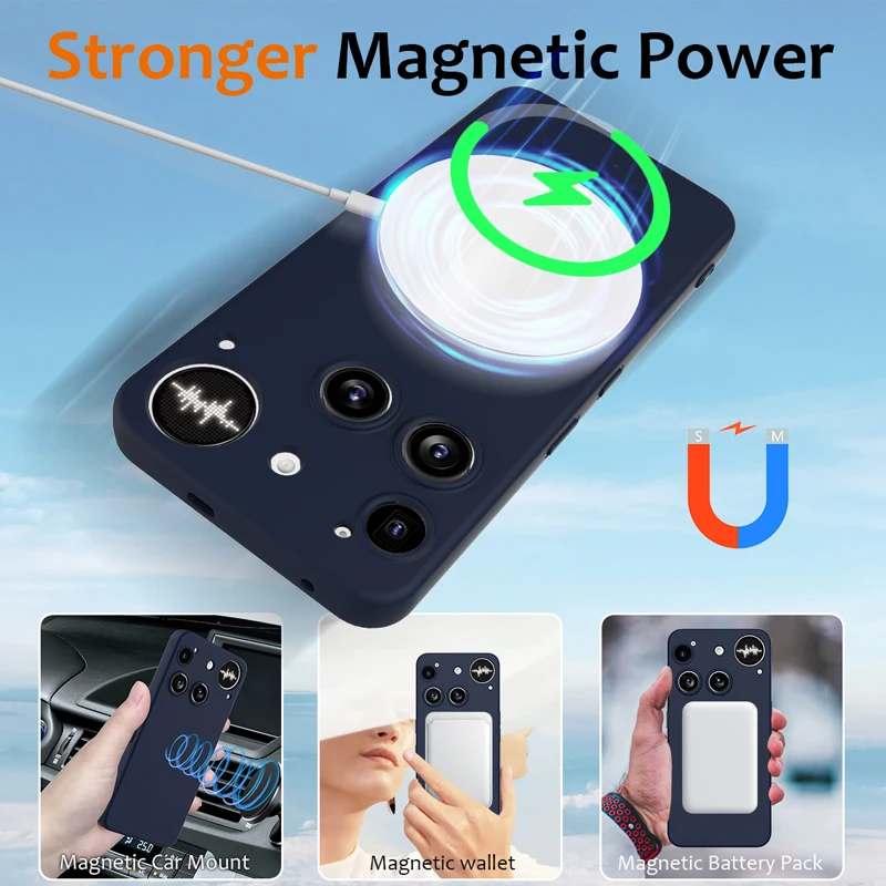 Magnetic Soft Silicone Protective Phone Case with Microfiber Lining and Strap
