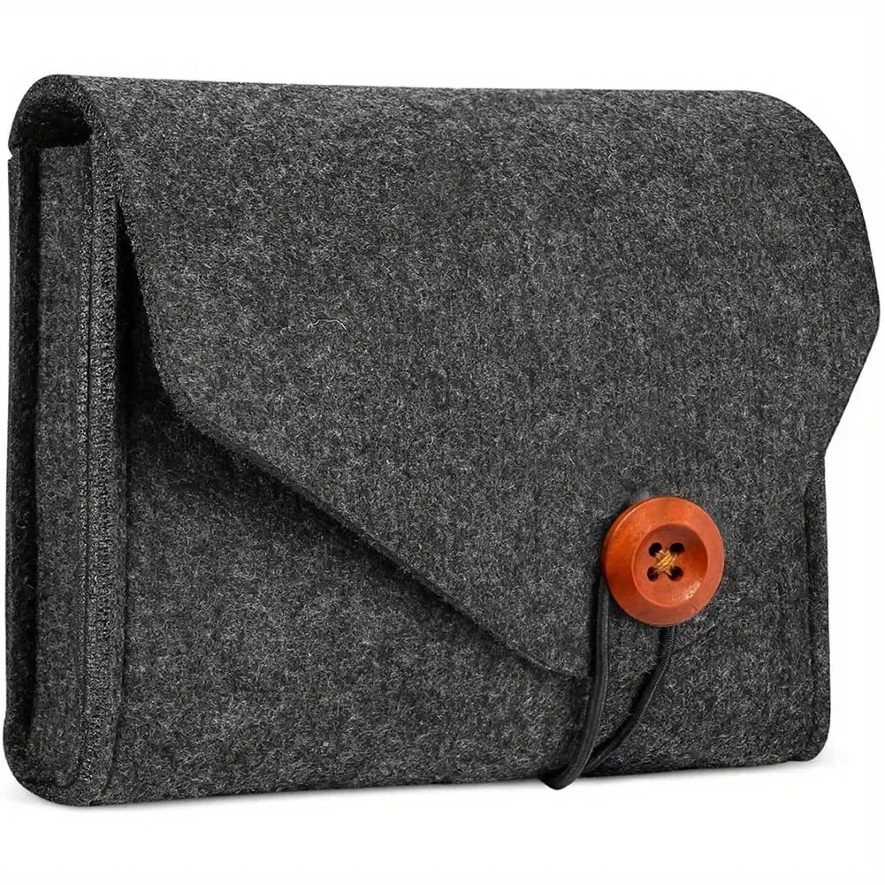 Compact Felt Cable Organizer Case for Adapters & Cables, Travel Storage Solution