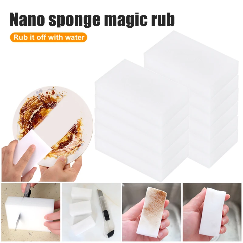 100pcs Rub Nano Cleaning Sponge Scrubber Foam Cleaning Pad for Kitchen Shoes