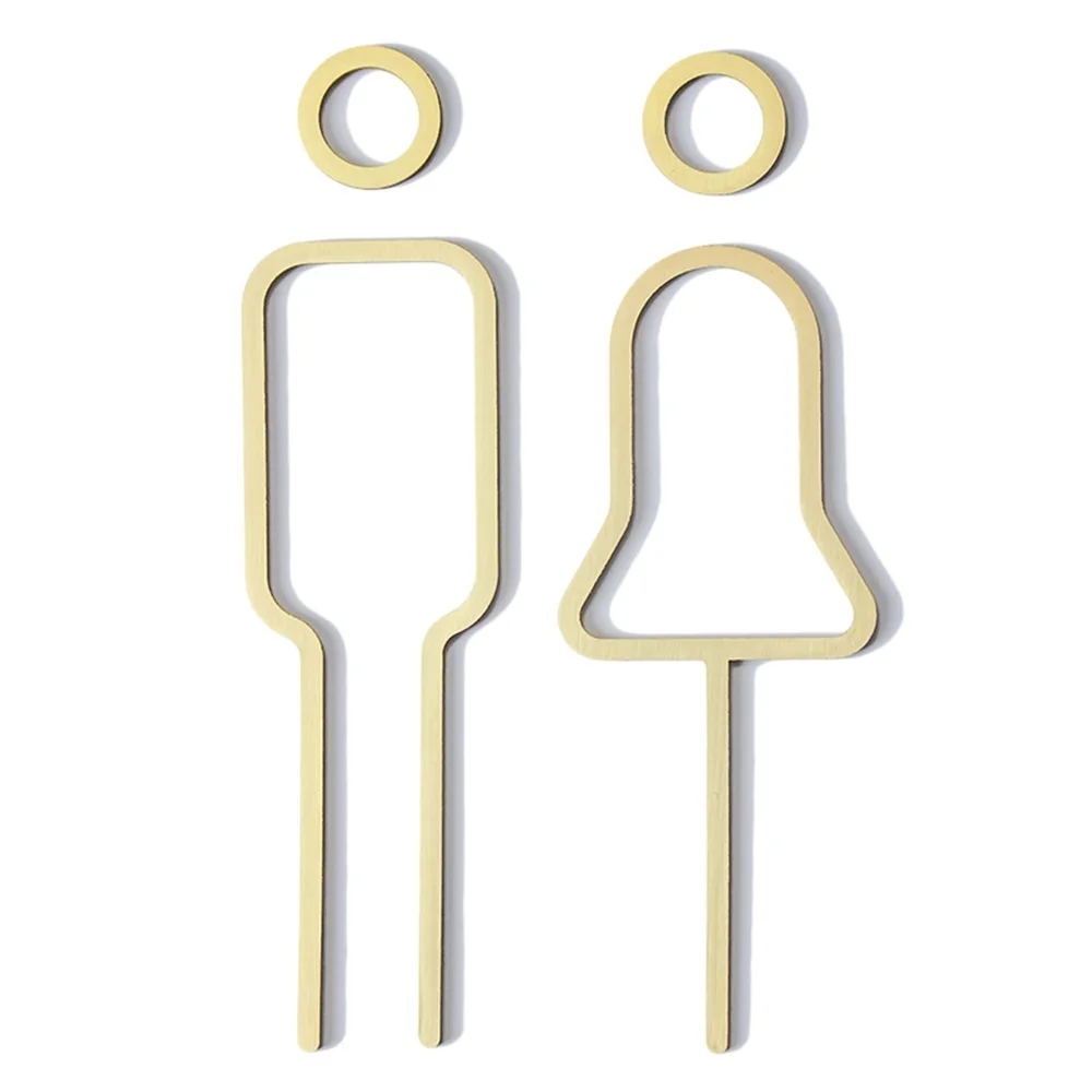 Brass Creative Men's and Women's Toilet Doorplate Wash Room Sign Wc Plate Metal Signage Board