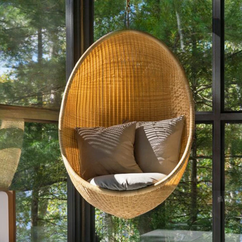 

B&B outdoor egg-shaped sling chair PE rattan bird's nest waterproof hanging basket indoor adult cradle balcony swing