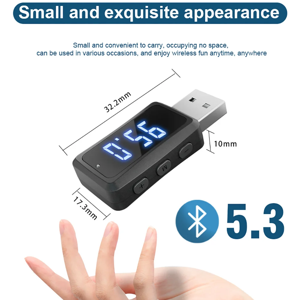 Car Bluetooth 5.3 FM02 Mini USB Transmitter Receiver LED Display Handsfree Call Car Kit Auto Wireless Audio For Fm Radio