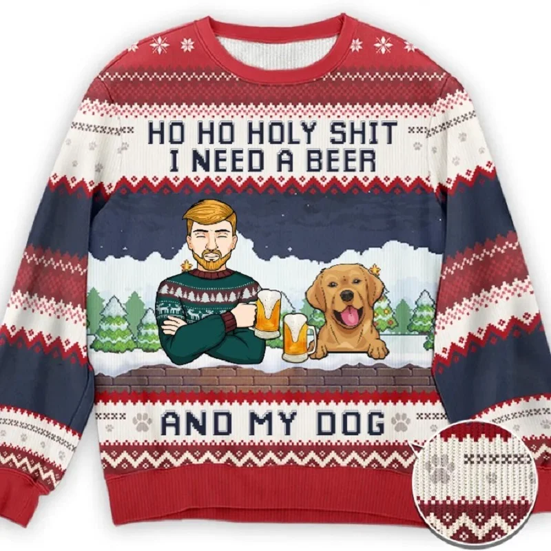 Men Women Ugly Christmas Sweater Funny 3D Printing Climax Tacky Christmas Jumpers Tops Couple Holiday Party Xmas Sweatshirt