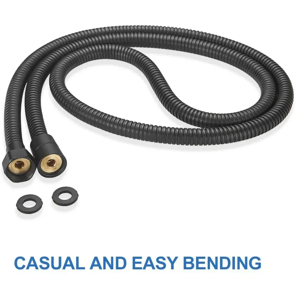 1.5/2m Hose Black Stainless Steel Garden Water Hose Handheld Shower Pipe Flexible Tube Anti-winding Bathroom Accessories Pipes