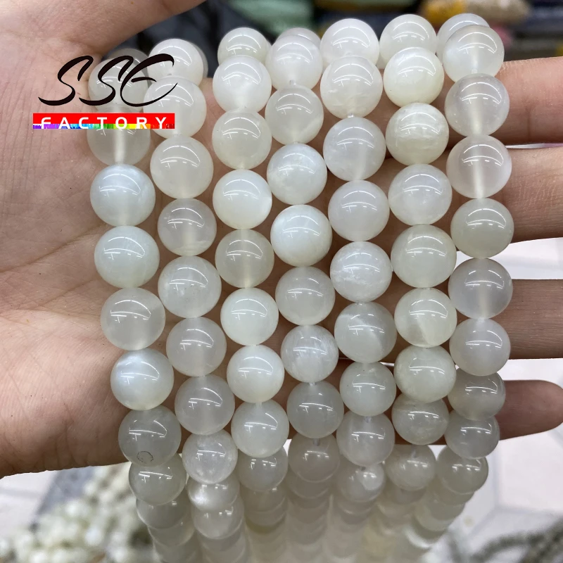 

Natural White MoonStone Beads Stone Round Loose Spacer Beads For Jewelry Making DIY Bracelets Necklaces Accessories 6 8 10 12mm