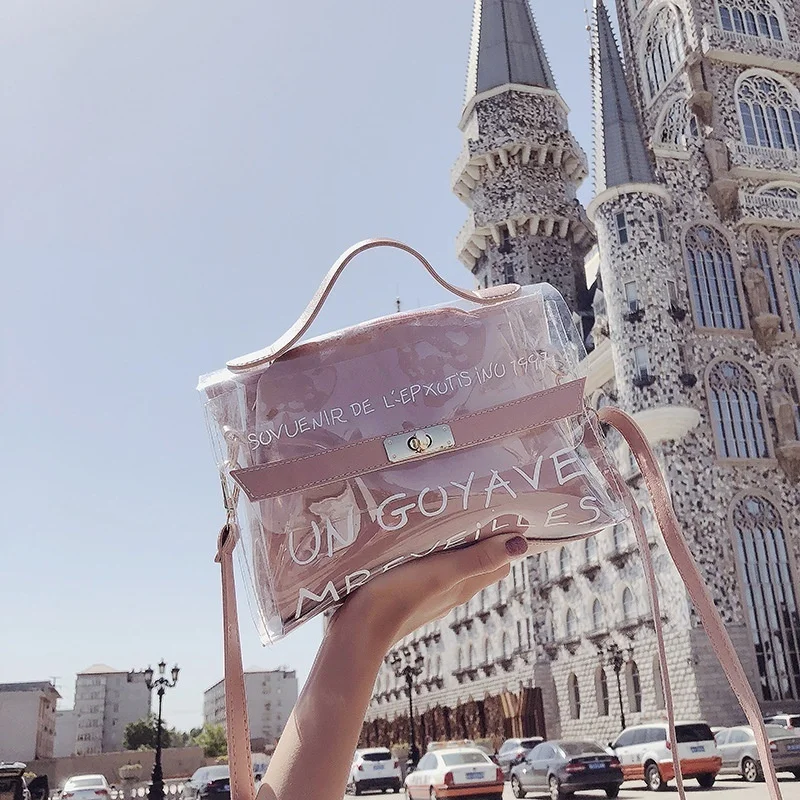 

Женская прозрачная Повседневная сумка через плечо, маленькая сумочка с надписью Super Fire, железная дамская сумка на ремне, мессенджер