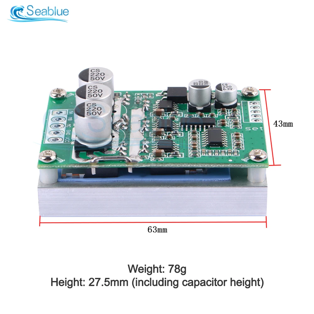 500W 15A DC 12-36V Brushless Hall Free Motor Driver Board