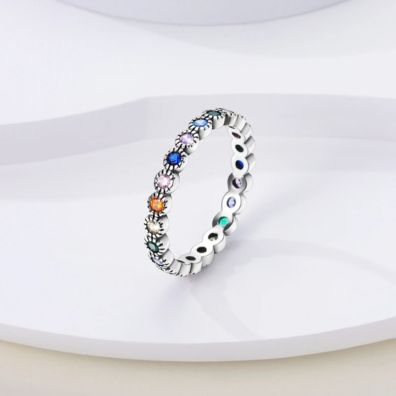 Heiße Original 925 Sterling Silber Ringe in den Größen 6, 7, 8, 9 für Damen und Herren – Funkelnde Sternen-Keltische Knoten Regenbogen-Blumenringe – Edler Schmuck – Detail 17