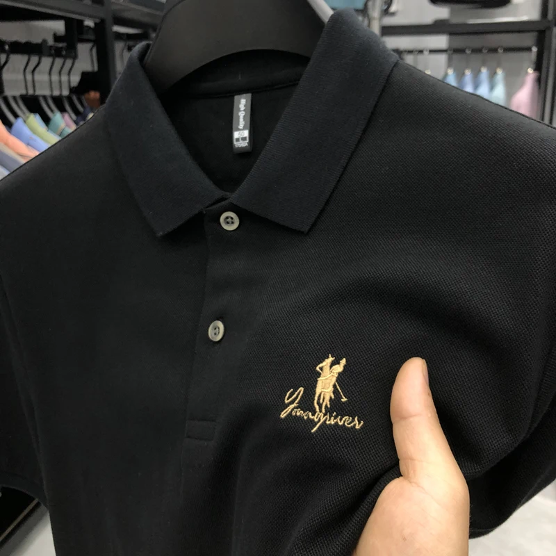 

100% Cotton High Luxury Men's Polo Shirt Embroid Print Polo Neck T-shirt Summer New European Business Casual Versatile Clothing
