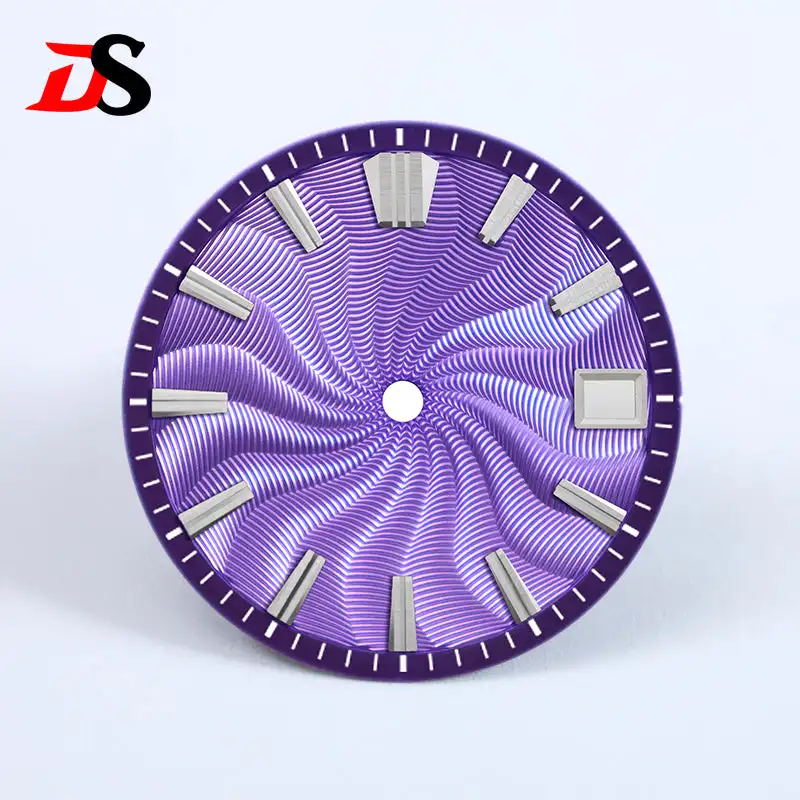 Guilloche Ice Blue Smoky Purple Watch Dial - 28.5mm No Lume, No Date or 6 O'Clock Date