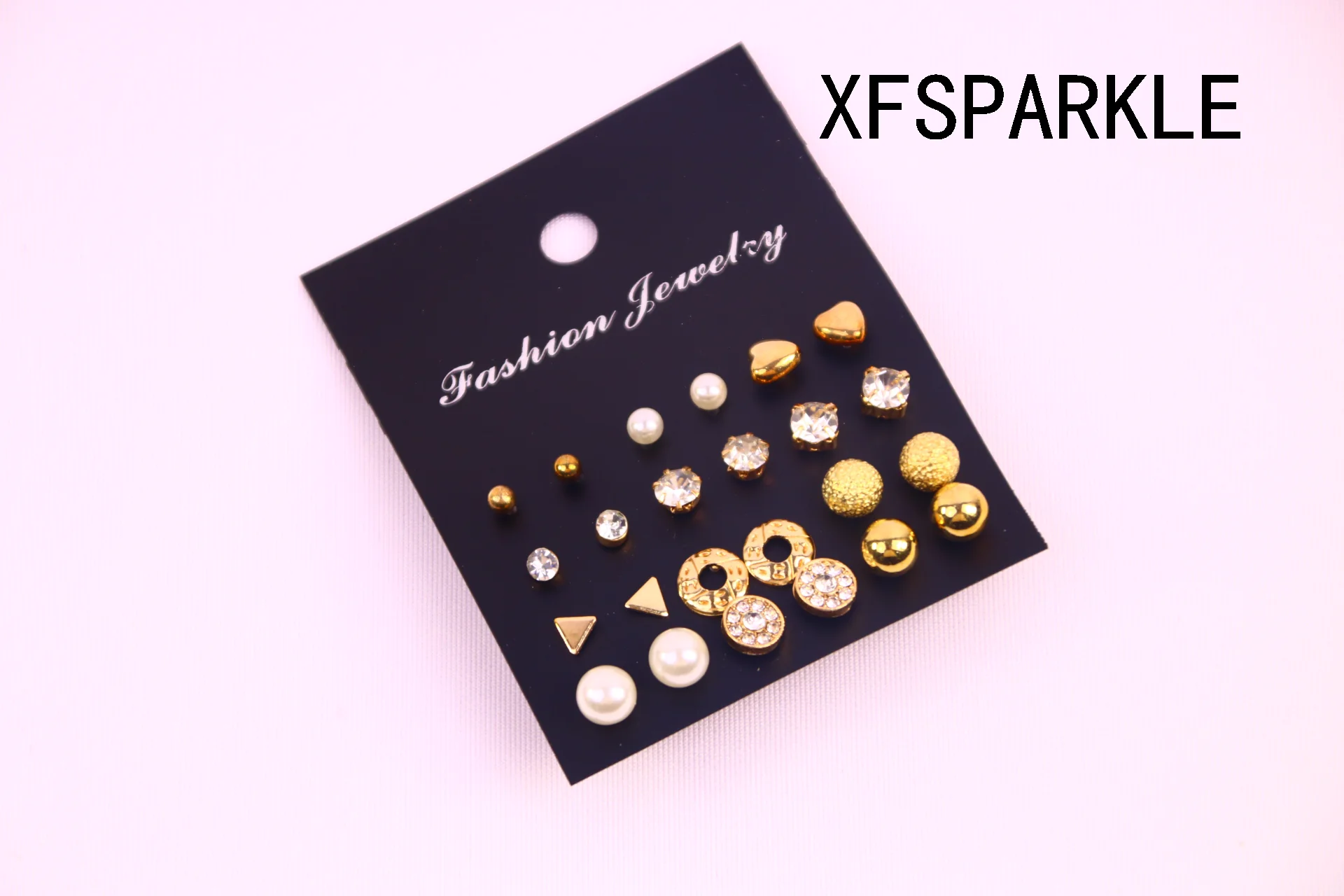 

2023 China's latest Metal earring square geometry earrings Vintage Pearl earring set 12 pieces
