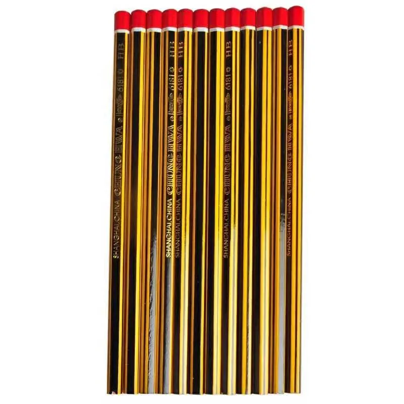 6P yellow black sticky red pencil HB writing drawing pencil 6