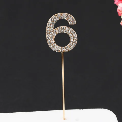 Topper Happy Birthday Party Glitter Alloy Rhinestone 1-9 Number Baby Shower Birthday 1 Year Birthday Digital Diy Cake Decor